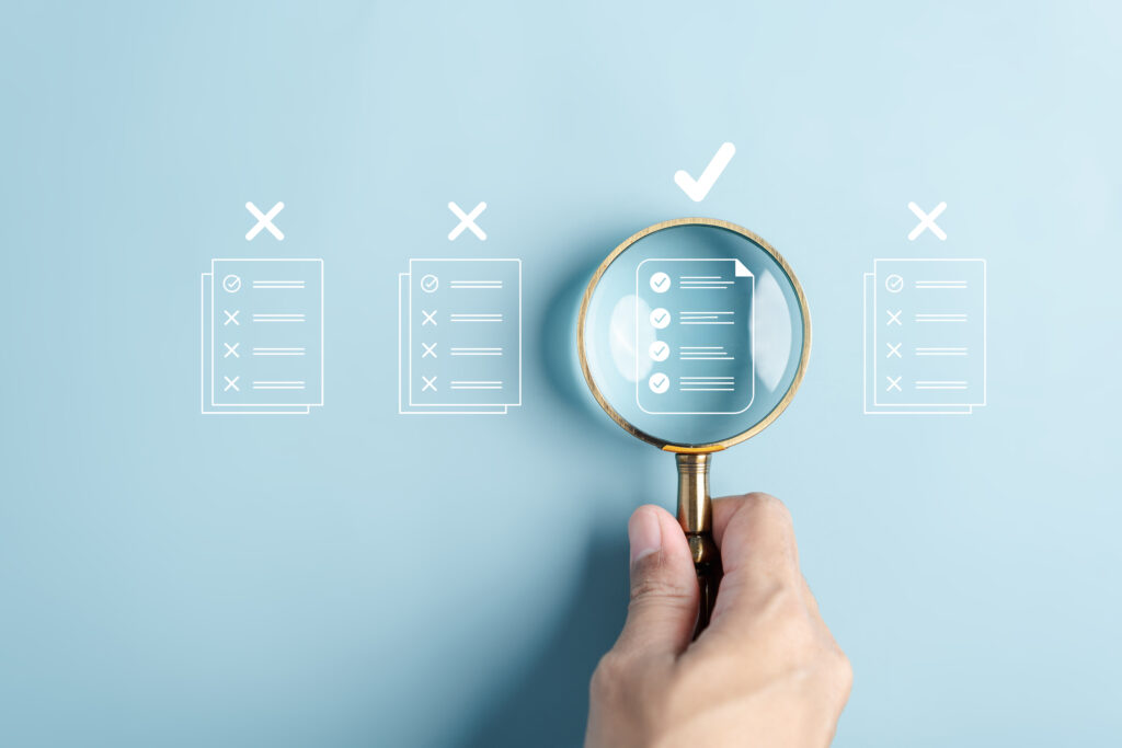 Quality Certificate and Checklist document inspecting target marketing planning assignment with quality management. Standardization, certification. Compliance to regulations service and standards.