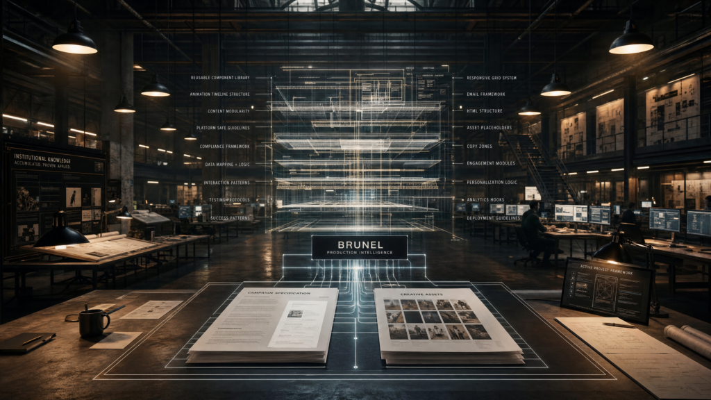 Brunel agent generating base code scaffold for HTML5 display, email, and web